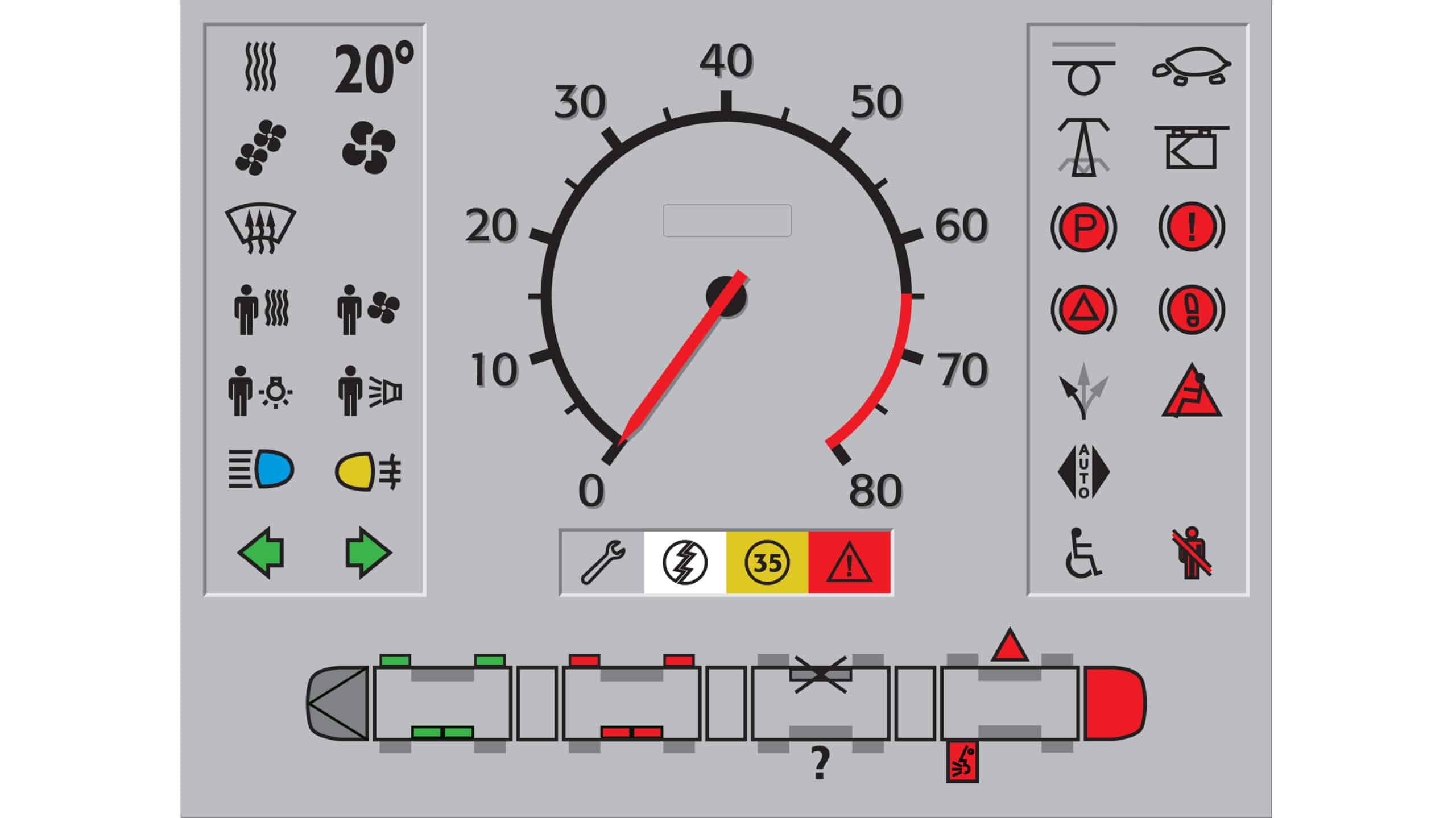 Translohr tramway HMI driving screen - copyright © HAIKU DESIGN